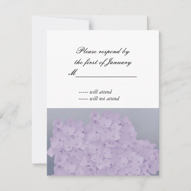 Light Lavender Hydrangea Reply Card (Front)