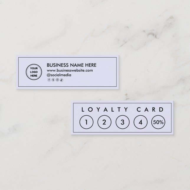 Light Lavender Mini Chic Modern Minimalist Loyalty Card (Front/Back)