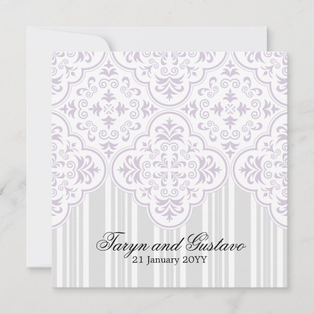 Light Lavender Weddings Damask Custom Invitation (Front)