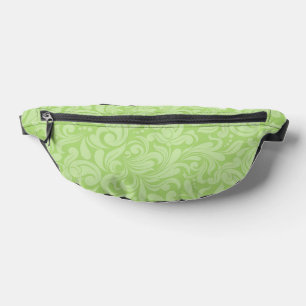 LIGHT LEAF GREEN ORNATE FLOURISH PATTERNS BUM BAGS