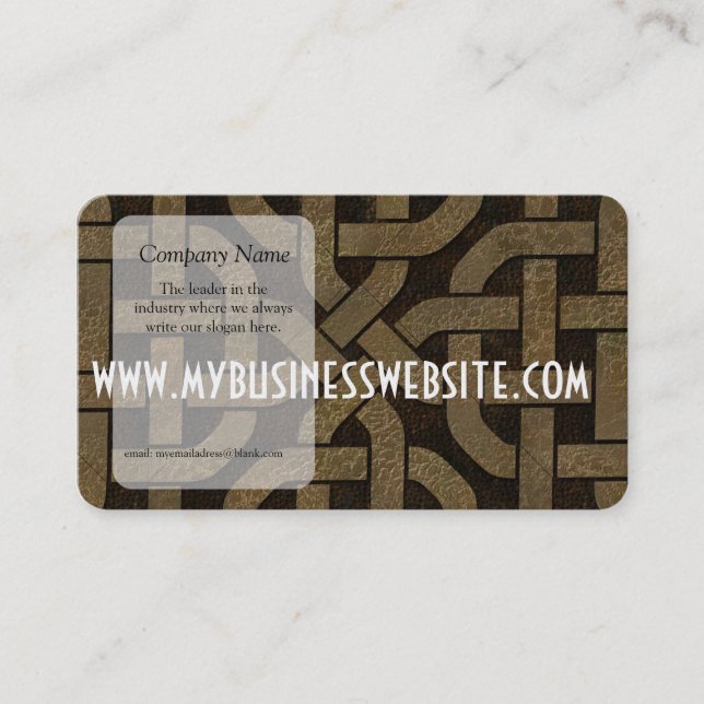 Light Leather on Black Celtic Knot Business Card (Front)