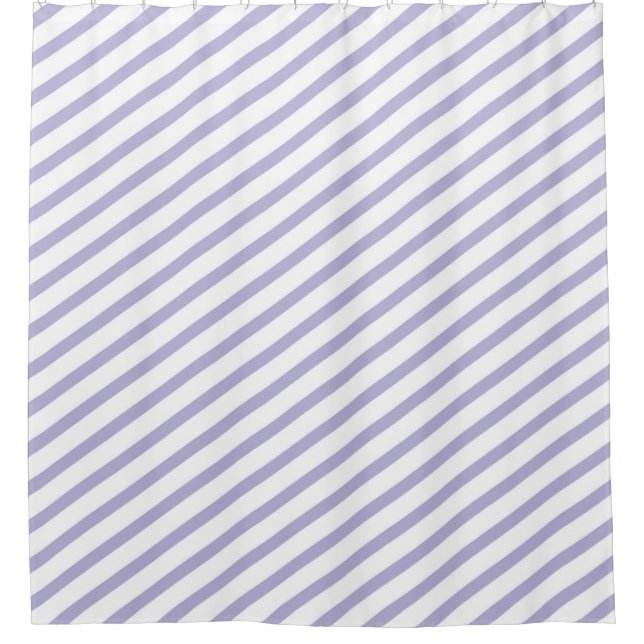 Light Lilac and White Diagonal Stripes Modern Shower Curtain (Front)
