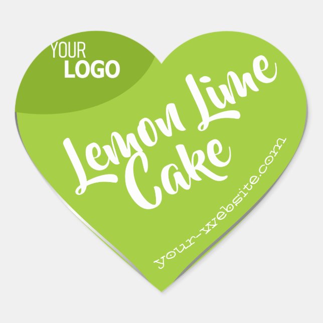 Light Lime Green Silver Frame Logo Template Baking Heart Sticker (Front)