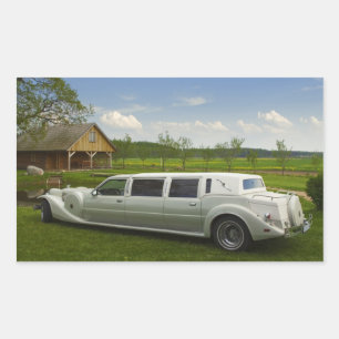 Light limousine in the meadow rectangular sticker