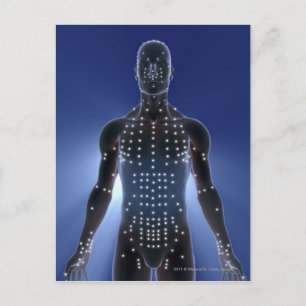Light map of acupuncture points postcard