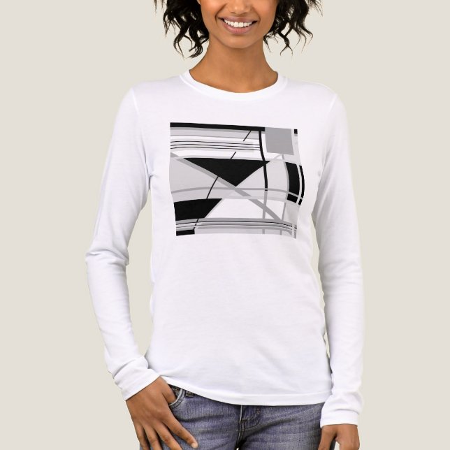 Light & Medium Grey Black Geometric Abstract Art  Tri-Blend Shirt (Front)