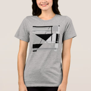 Light & Medium Grey Black Geometric Abstract Art  Tri-Blend Shirt