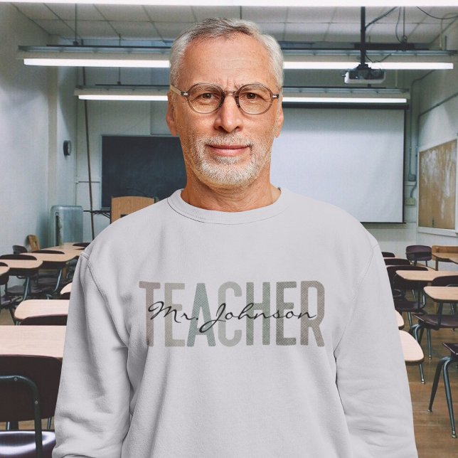 Light Men's Retro Teacher Appreciation Custom Name Sweatshirt (Creator Uploaded)