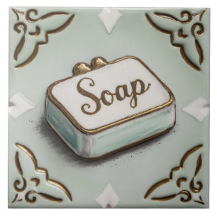 Light Mint Blue Bar of Soap Funny Toilet Bathroom Tile