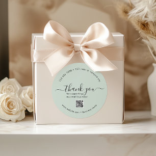 Light Mint Custom Thank You Stickers With QR Code