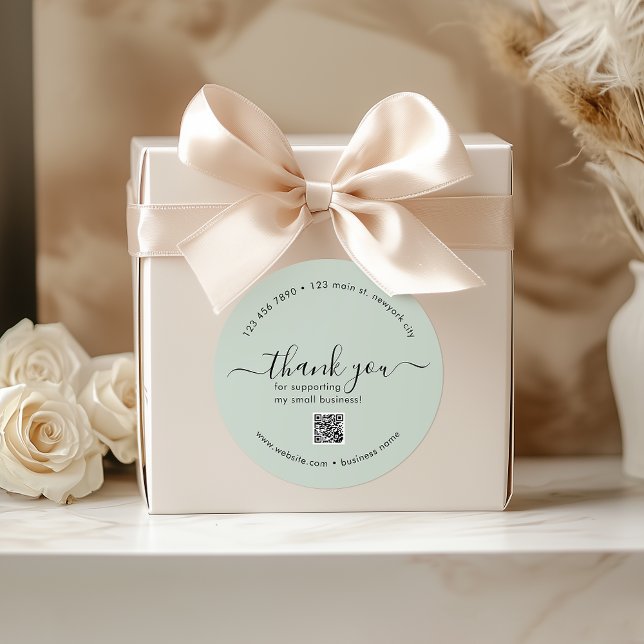 Light Mint Custom Thank You Stickers With QR Code (Light Mint Custom Thank You Stickers With QR Code)