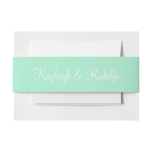 Light Mint Exclusive Colour Coordinating Invitation Belly Band (Front Example)