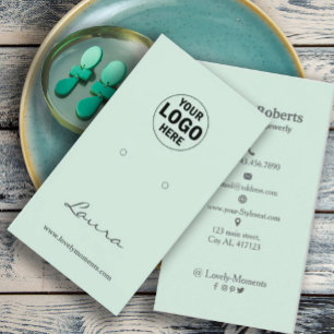 Light Mint Green Add Your Logo Earring Display Business Card