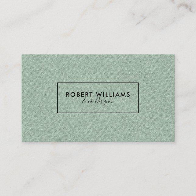 Light Mint-Green Faux Linen Background Business Card (Front)