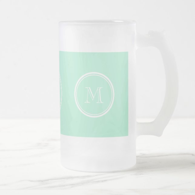 Light Mint Green High End Coloured Frosted Glass Beer Mug (Right)