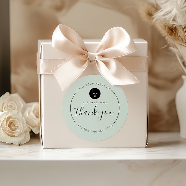 Light Mint Minimalist Aesthetic Thank You Circle Classic Round Sticker (Light Mint Minimalist Aesthetic Thank You Circle Classic Round Sticker)
