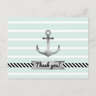 Light Mint Watercolor Anchor Personalised Text Postcard