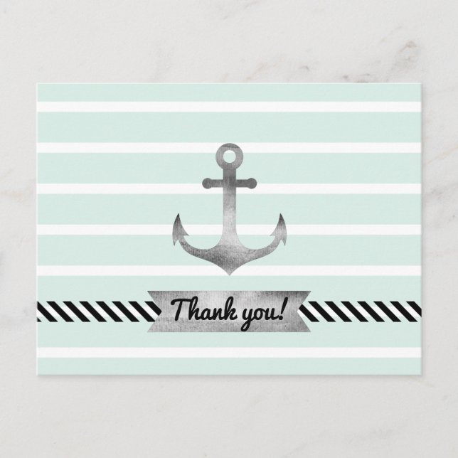 Light Mint Watercolor Anchor Personalised Text Postcard (Front)