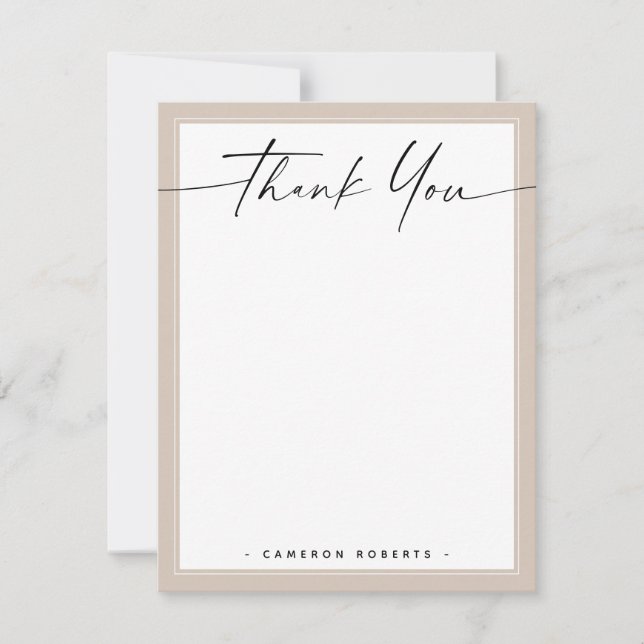 Light mocha brown border add name thank you note (Front)