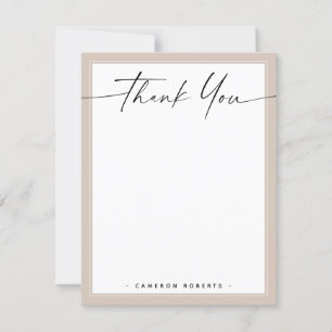Light mocha brown border add name thank you note