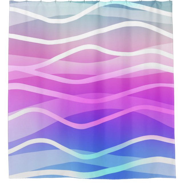 Light Multicolor, Rainbow layout with flat lines.  Shower Curtain (Front)