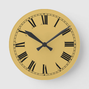 Light Mustard Yellow Solid Color Round Clock