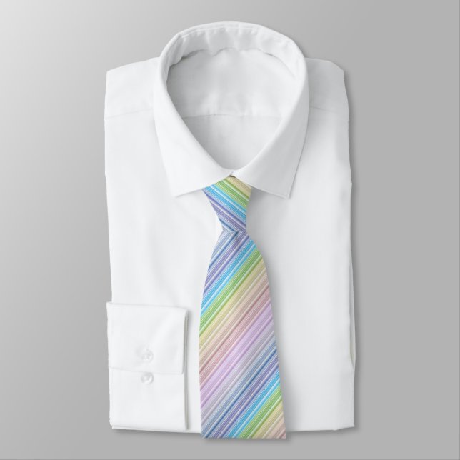 Light Muted Rainbow Stripes Tie (Tied)