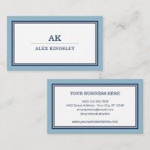 Light & Navy Blue Border Monogrammed