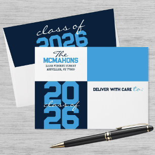 Light & Navy Colour Block Return Address Graduatio Envelope