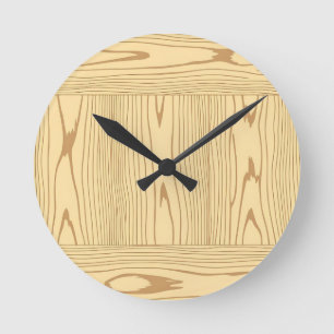 Light Oak Wood Grain Texture Minimalist Round Clock