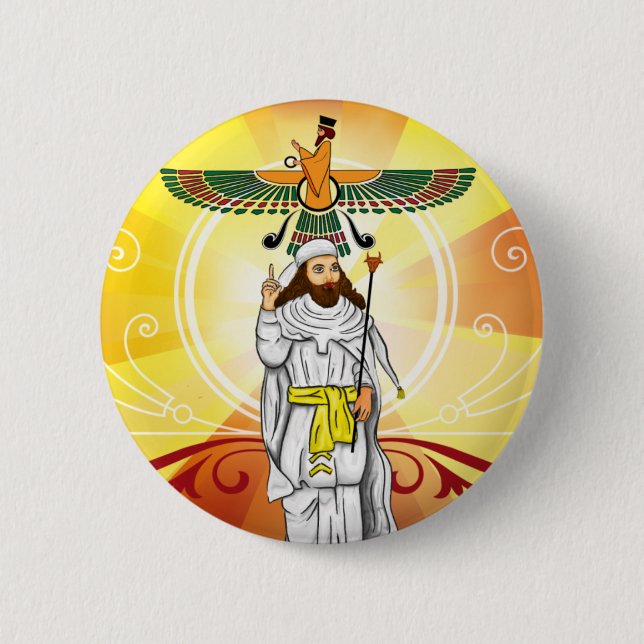 Light of Ahura Mazda 6 Cm Round Badge (Front)