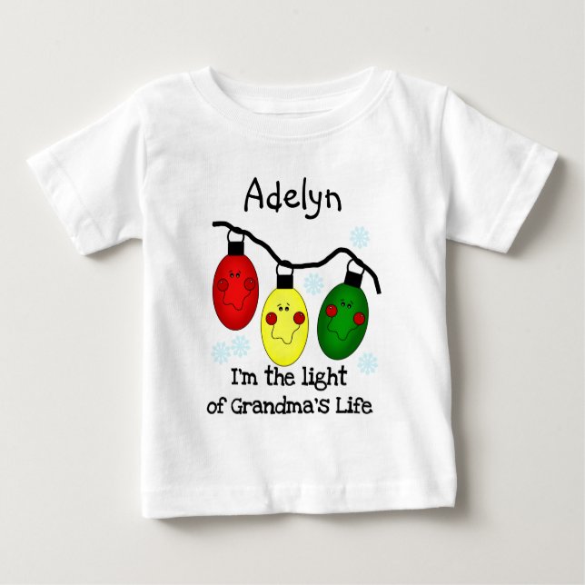 Light of Grandma's Life Grandma Christmas Baby T-Shirt (Front)