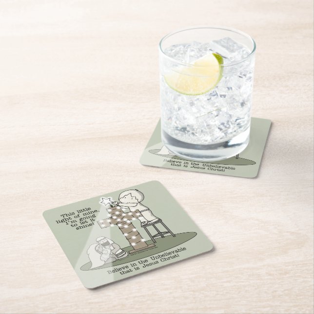 Light of Mine Square Paper Coaster (Insitu)