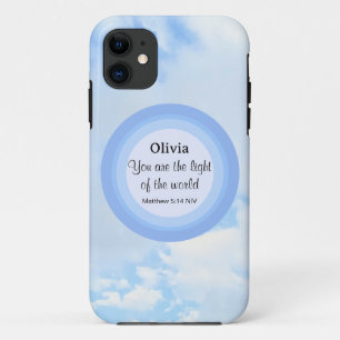 Light of the World Baby Blue Bible Verse Name Case-Mate iPhone Case