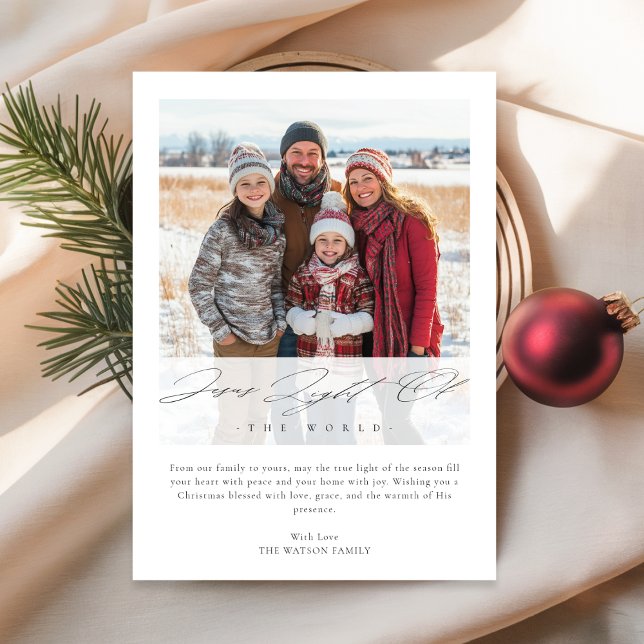 Light of the World Religious Christmas Photo Holiday Card (Creator Uploaded)