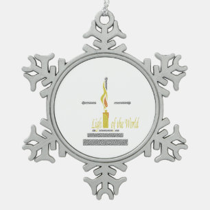Light of the World Snowflake Pewter Christmas Ornament