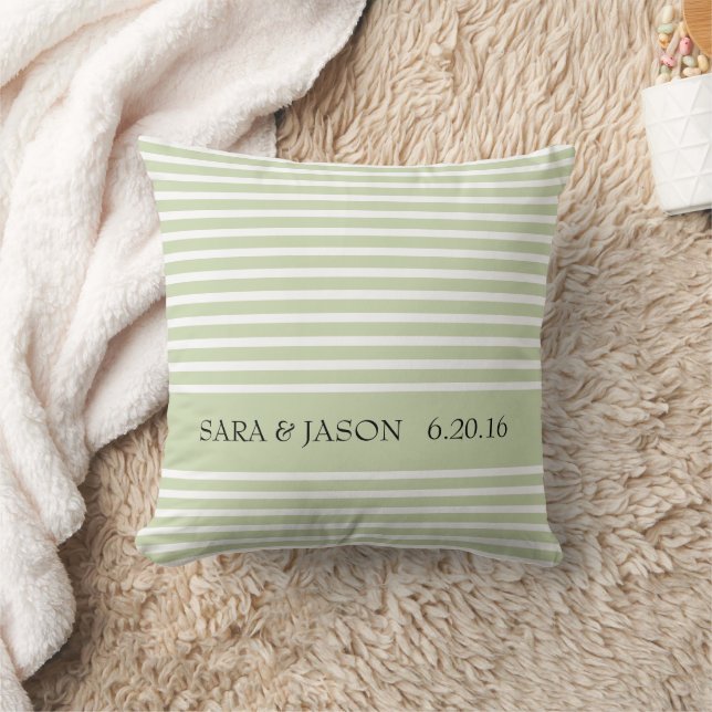 Light Olive Coloured Stripes Wedding Cushion (Blanket)