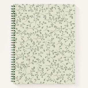 Light Olive Green Botanical Vine Pattern Notebook