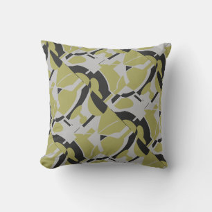 Light Olive Green Grey Black Diagonal Art Abstract Cushion