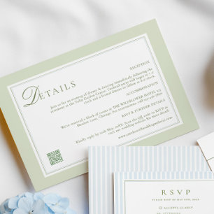 Light Olive Green Wedding Details Card