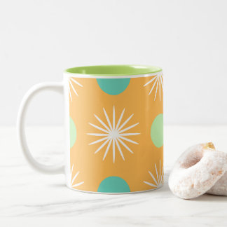Light Orange Boho Retro Pattern Two-Tone Coffee Mug