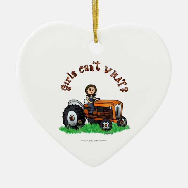 Light Orange Farmer Ceramic Tree Decoration (Front)