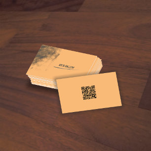 Light Orange Graffiti Smudged Qr Code Business Card