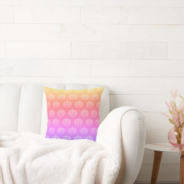 Light Orange Jack-O' Lanterns Halloween Cushion (Couch)