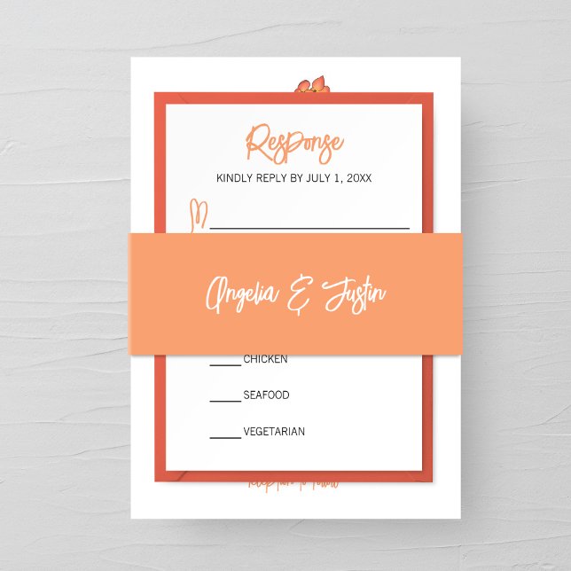 Light Orange Minimalist Wedding Invitation Belly Band (Creator Uploaded)