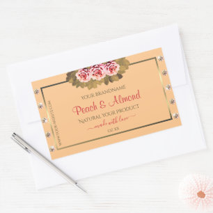 Light Orange Peach Product Label Pink Roses Jewels
