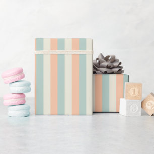 Light Orange / Sage Green / Yellow Stripes Wrapping Paper