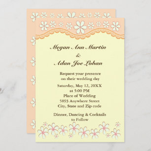 Light Orange Six Petal Flower Wedding Invitation
