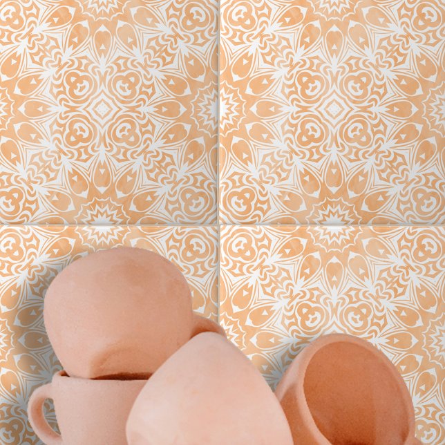 Light Orange White Ornate Symmetrical Geometric Tile (Creator Uploaded)
