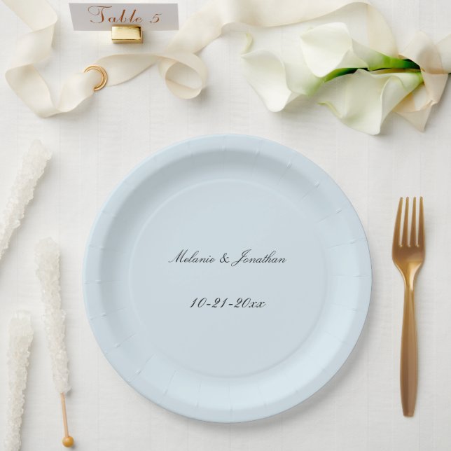 Light Pale Blue Wedding Paper Plate (Wedding)